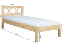 Łóżko 90x200 drewniane MODERN, kolor sosnowy + stelaż