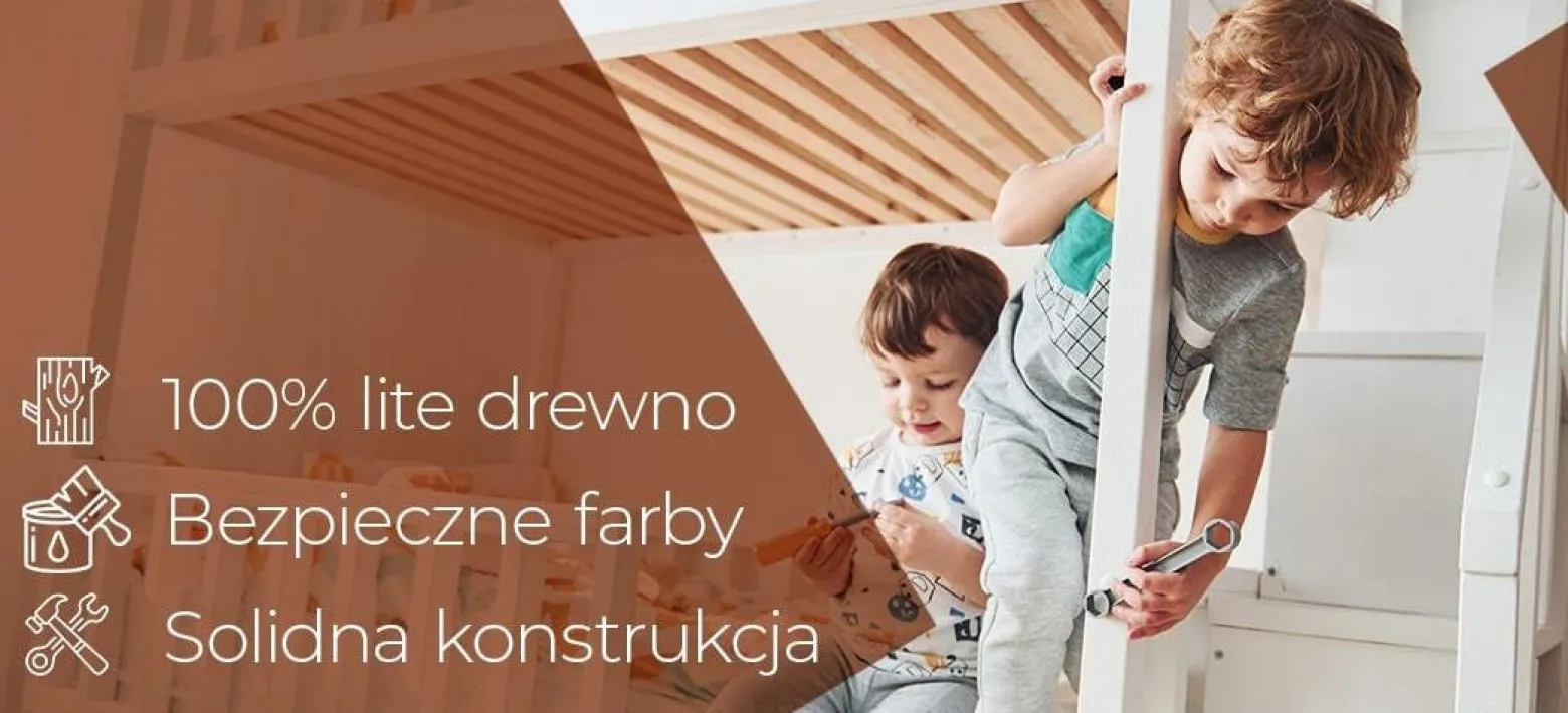 Łóżko 90x200 LEO, kolor bielony + stelaże i materace