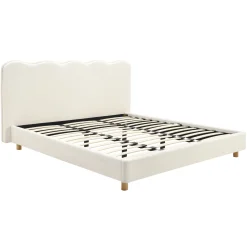 Łóżko 180x200 Tapicerowane Dwuosobowe Do Sypialni Baranek Krem IZMIR