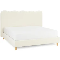 Łóżko 180x200 Tapicerowane Dwuosobowe Do Sypialni Baranek Krem IZMIR