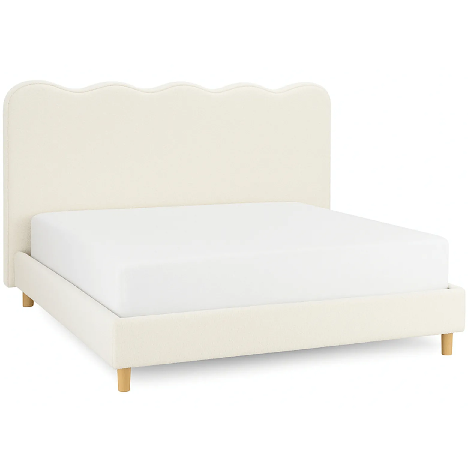 Łóżko 180x200 Tapicerowane Dwuosobowe Do Sypialni Baranek Krem IZMIR