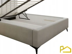 Łóżko 140x200 Tapicerowane + stelaż drewniany metalowy z pojemnikiem Milano