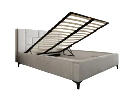 Łóżko 180X200 Tapicerowane + Stelaż Drewniany Metalowy Z Pojemnikiem Porto