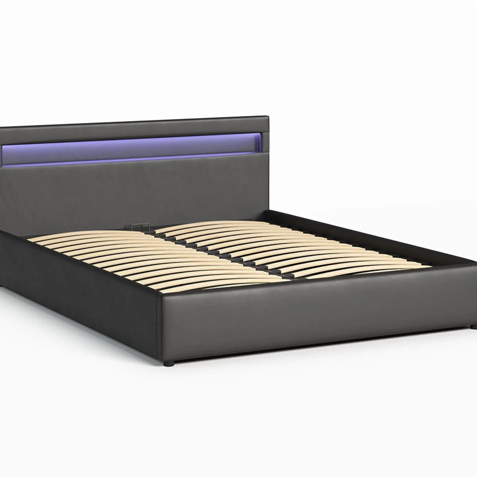 Łóżko 140x200 z pojemnikiem Nira czarne + materac H3 Nova T30