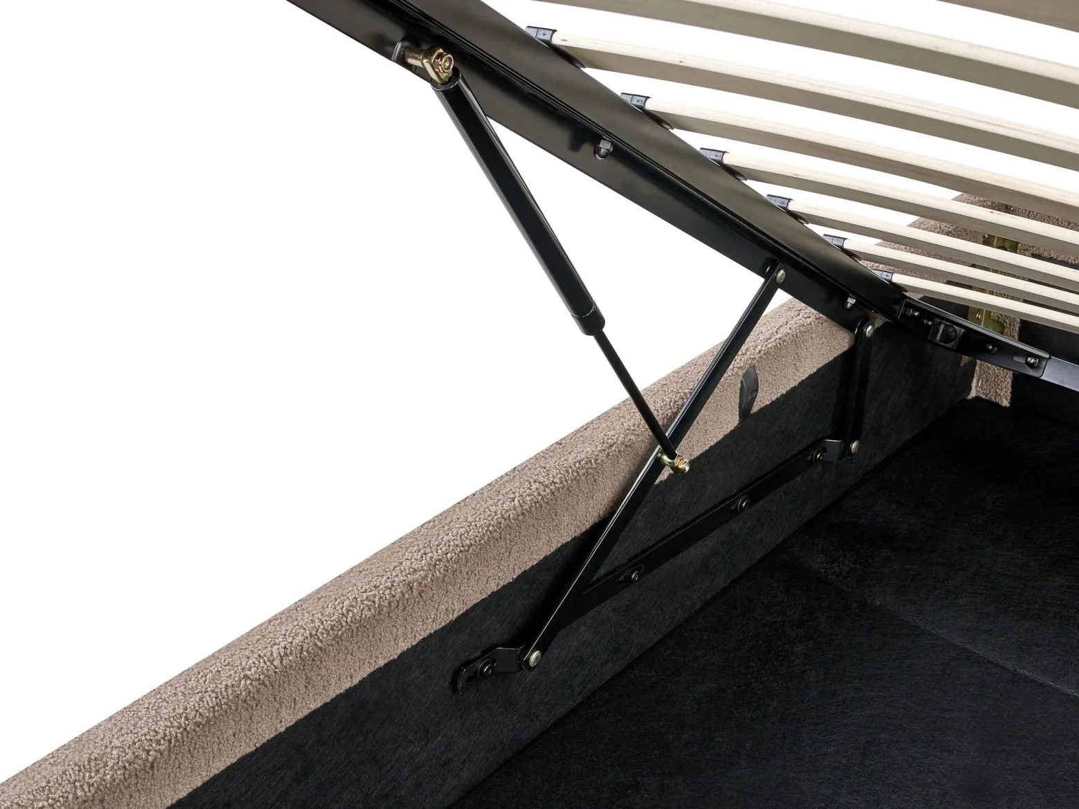 Łóżko z pojemnikiem bez zagłówka Boucle DINAN 90 x 200 cm Beżowoszary