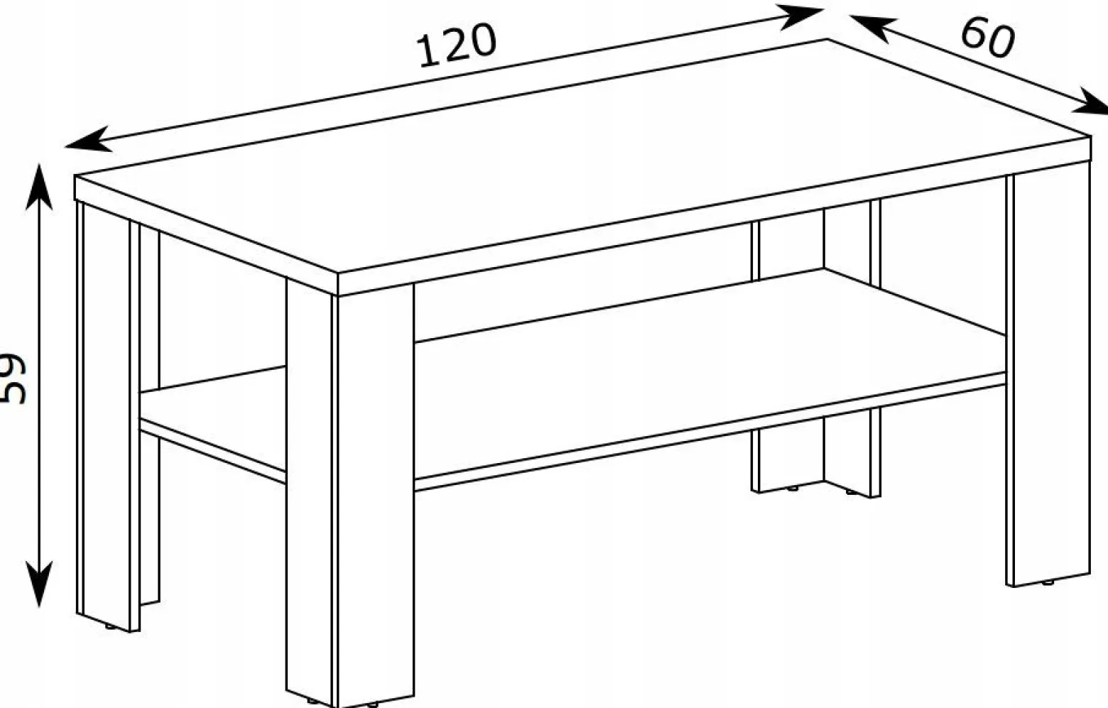 Kraft Złoty Ława Stolik z Półką 120 cm ANTICA