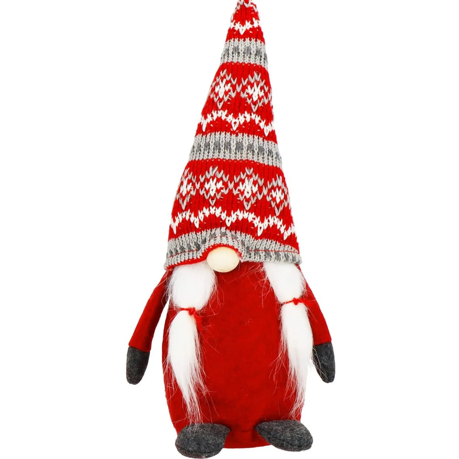 Krasnal świąteczny 33 cm skrzat gnom czerwono-szary