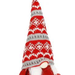 Krasnal świąteczny 33 cm skrzat gnom czerwono-szary