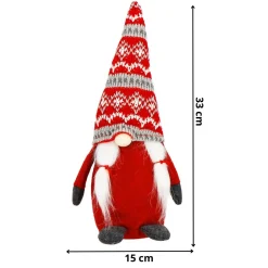 Krasnal świąteczny 33 cm skrzat gnom czerwono-szary