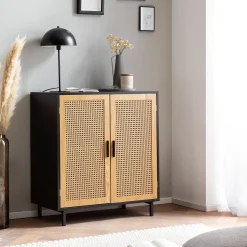 Kredens FineBuy komoda 80 cm czarna z wiedeńską