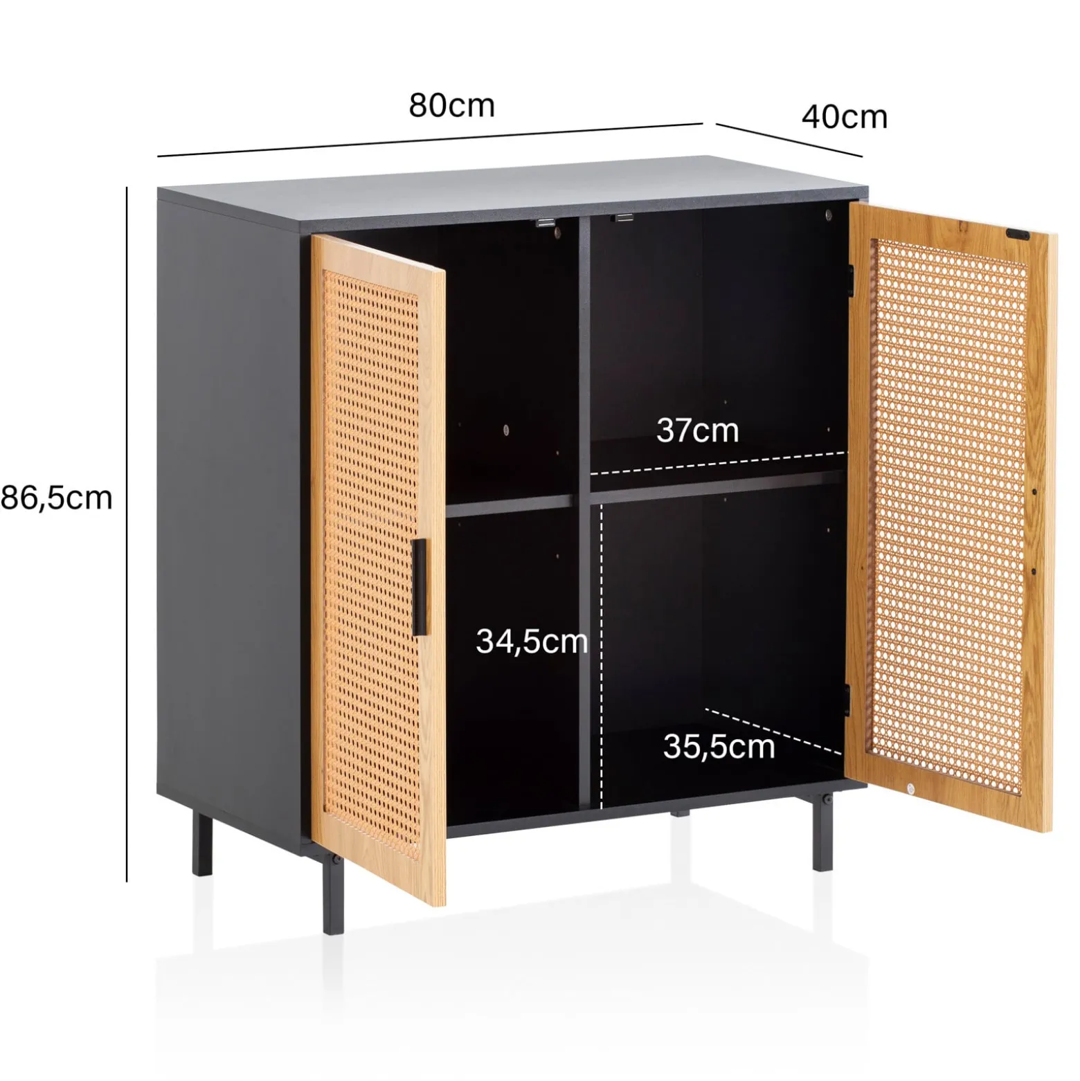 Kredens FineBuy komoda 80 cm czarna z wiedeńską