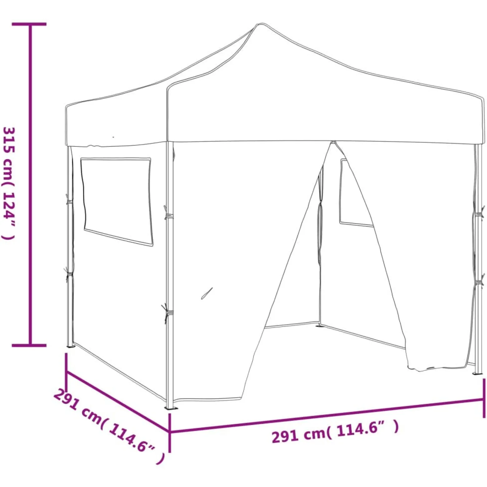 Kremowy, składany namiot, 3 x 3 m, z 4 ściankami