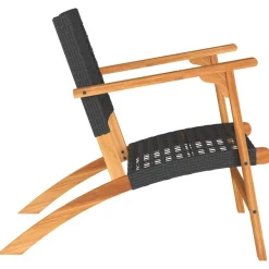 Krzesła ogrodowe, 2 szt., czarne, polirattan i drewno akacjowe
