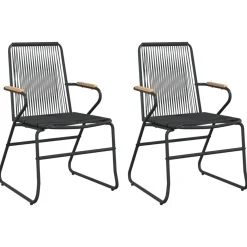 Krzesła ogrodowe 2 szt. czarne 58x59x85,5 cm rattan PVC