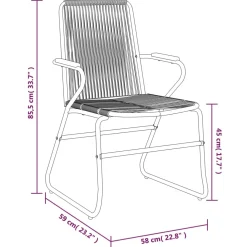 Krzesła ogrodowe 2 szt. czarne 58x59x85,5 cm rattan PVC
