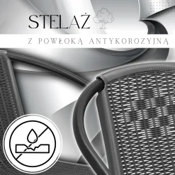 Krzesła ogrodowe 2 szt. metalowe, plecione krzesło na balkon szare zestaw