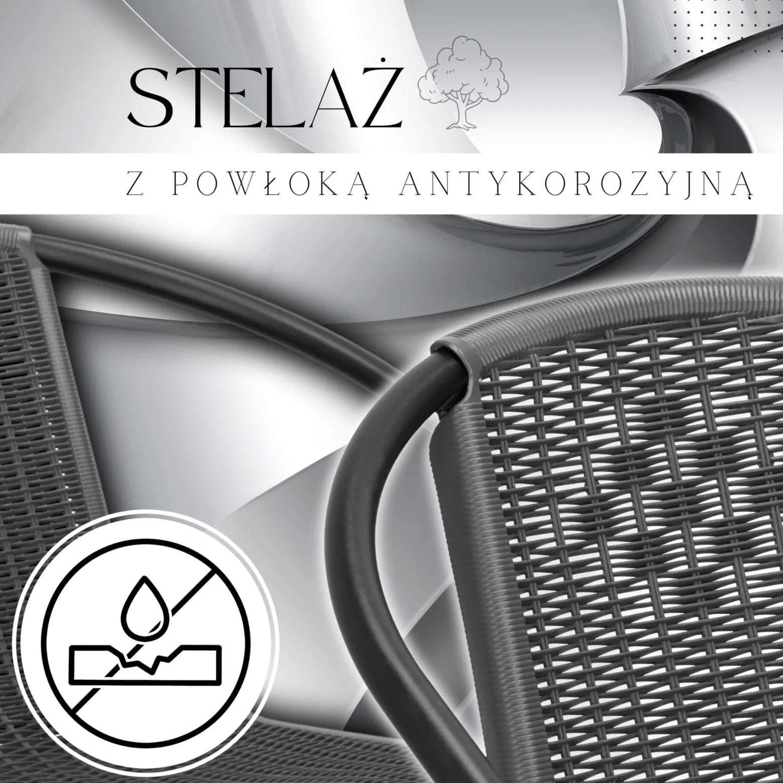 Krzesła ogrodowe 2 szt. metalowe, plecione krzesło na balkon szare zestaw