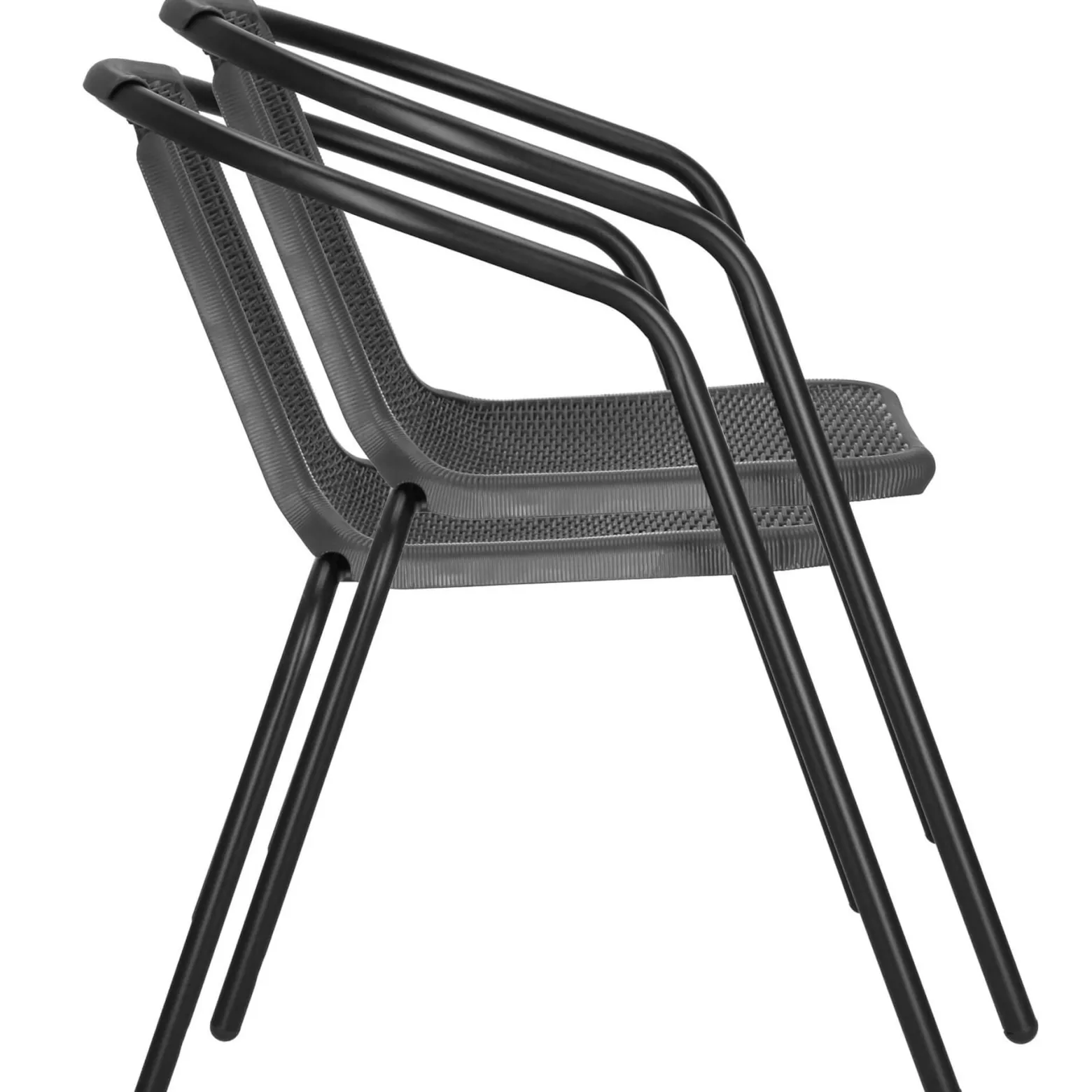 Krzesła ogrodowe 2 szt. metalowe, plecione krzesło na balkon szare zestaw