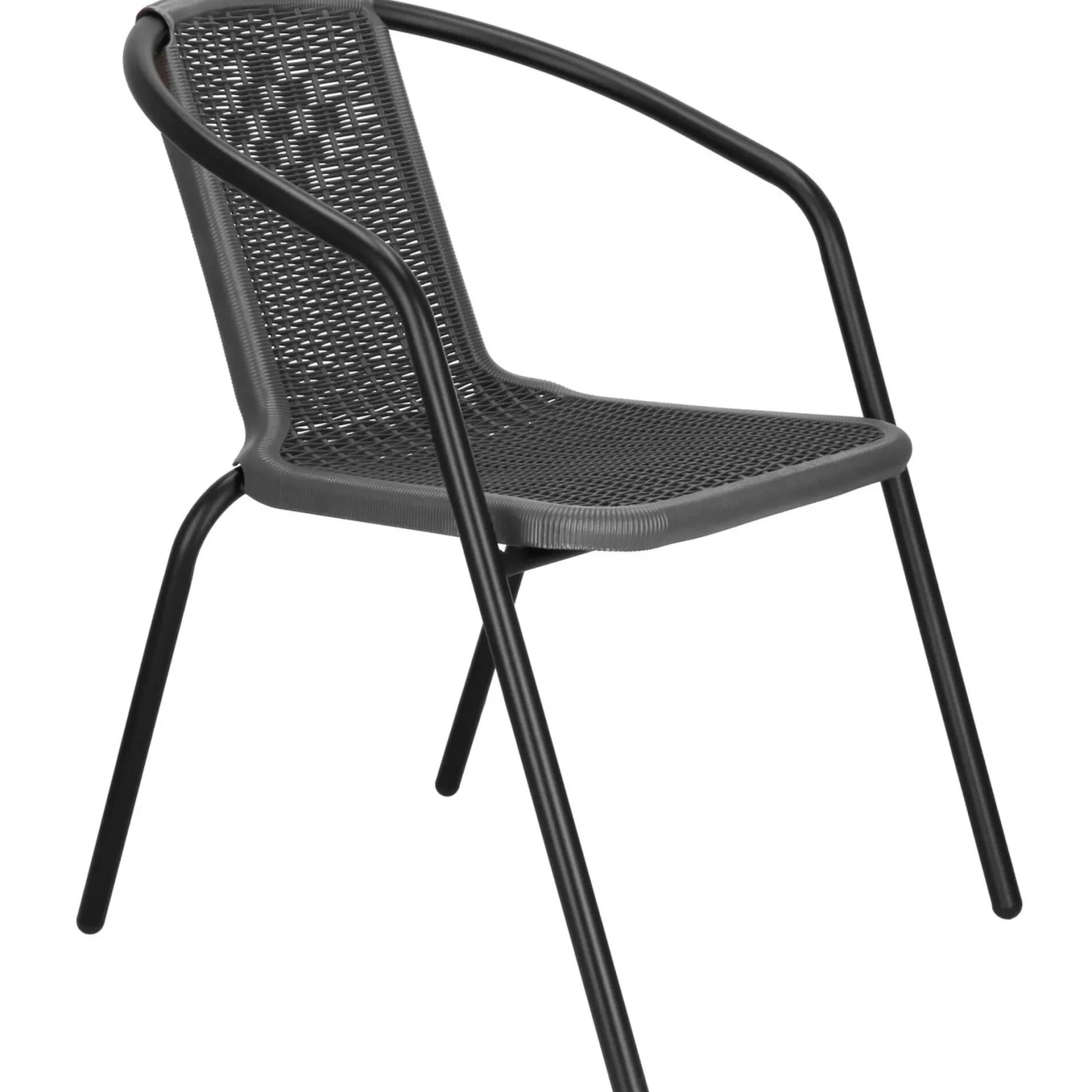 Krzesła ogrodowe 2 szt. metalowe, plecione krzesło na balkon szare zestaw