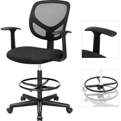 Krzesło Biurowe Ergonomiczny Stołek Roboczy Z Podłokietnikam