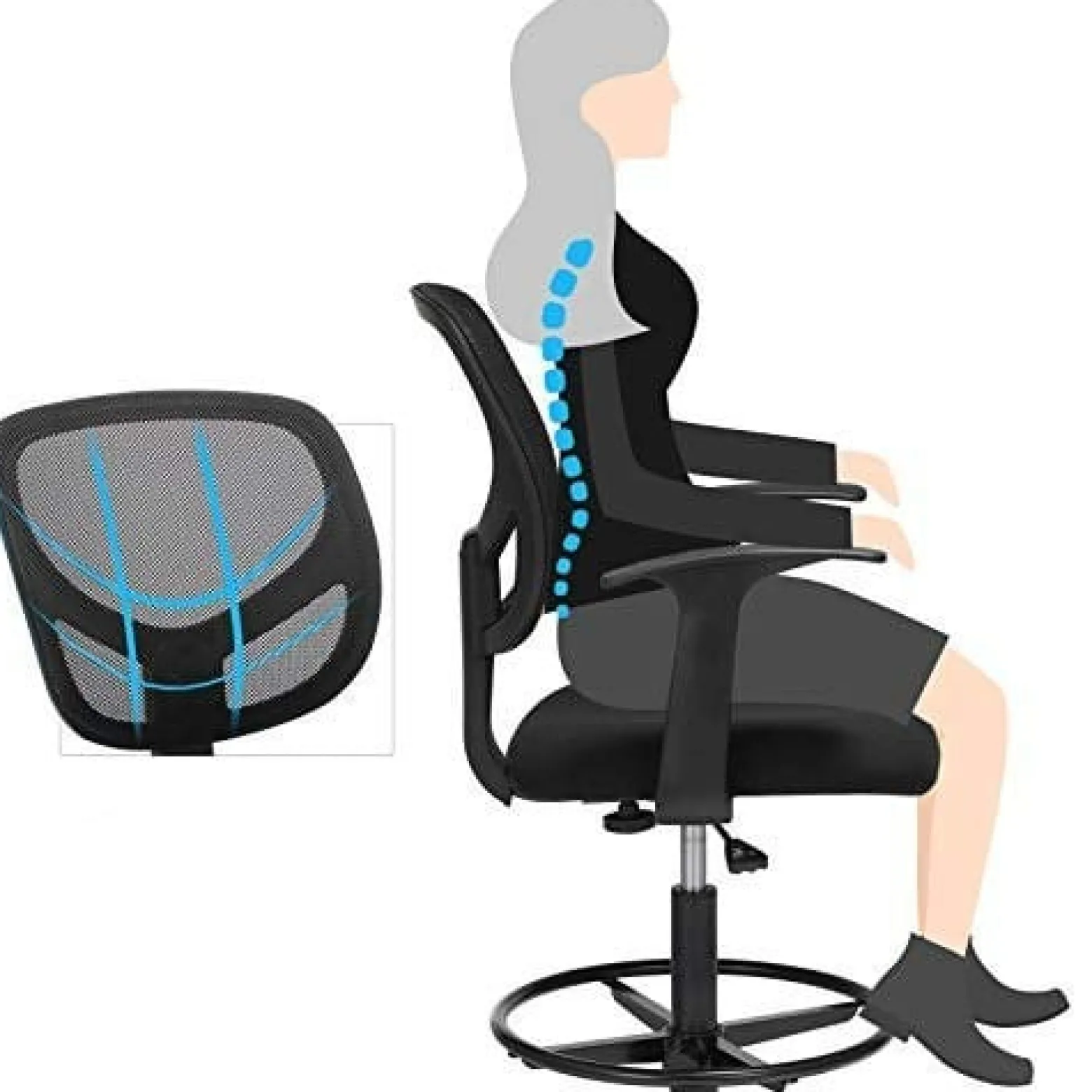 Krzesło Biurowe Ergonomiczny Stołek Roboczy Z Podłokietnikam