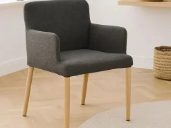 Krzesło Comforta tapicerowane z podłokietnikami, tkanina Anthracite 130