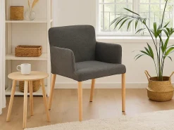 Krzesło Comforta tapicerowane z podłokietnikami, tkanina Anthracite 130