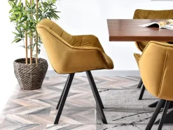 Krzesło Nadia Złoty Welur, Podstawa Czarny