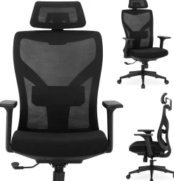 Krzesło Obrotowe Biurowe Fotel Ergonomiczny Obrotowy Biały Czarny FLEX