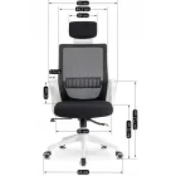 Krzesło Obrotowe Biurowe Fotel Ergonomiczny Obrotowy Biały Czarny FLEX