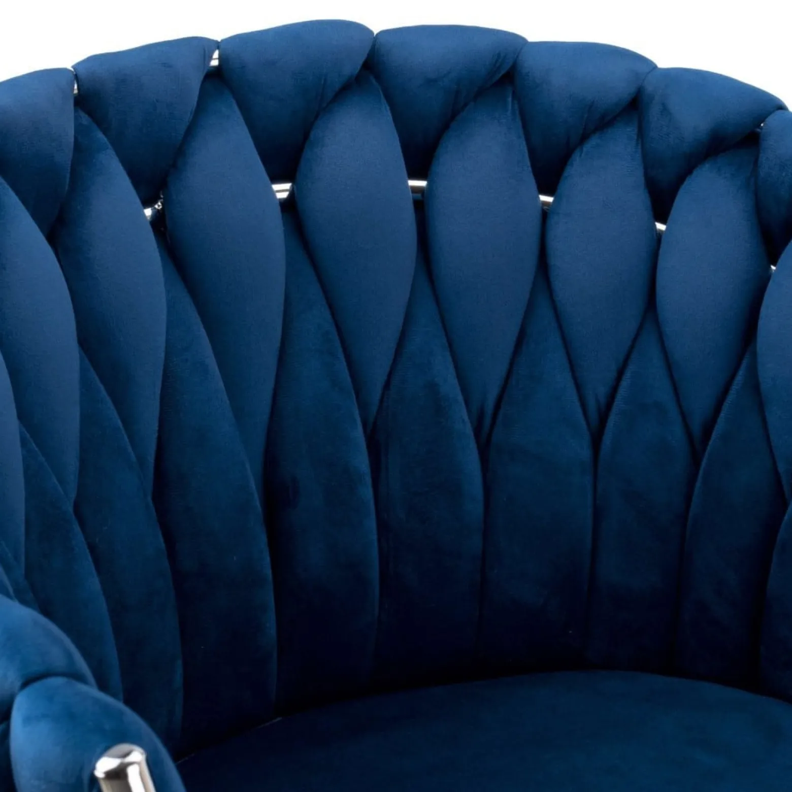 Krzesło welurowe plecione COFTON chrom VELVET granatowy