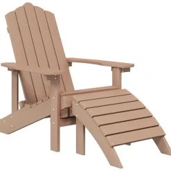 Krzesło Adirondack z podnóżkiem, HDPE, brązowe