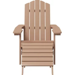 Krzesło Adirondack z podnóżkiem, HDPE, brązowe