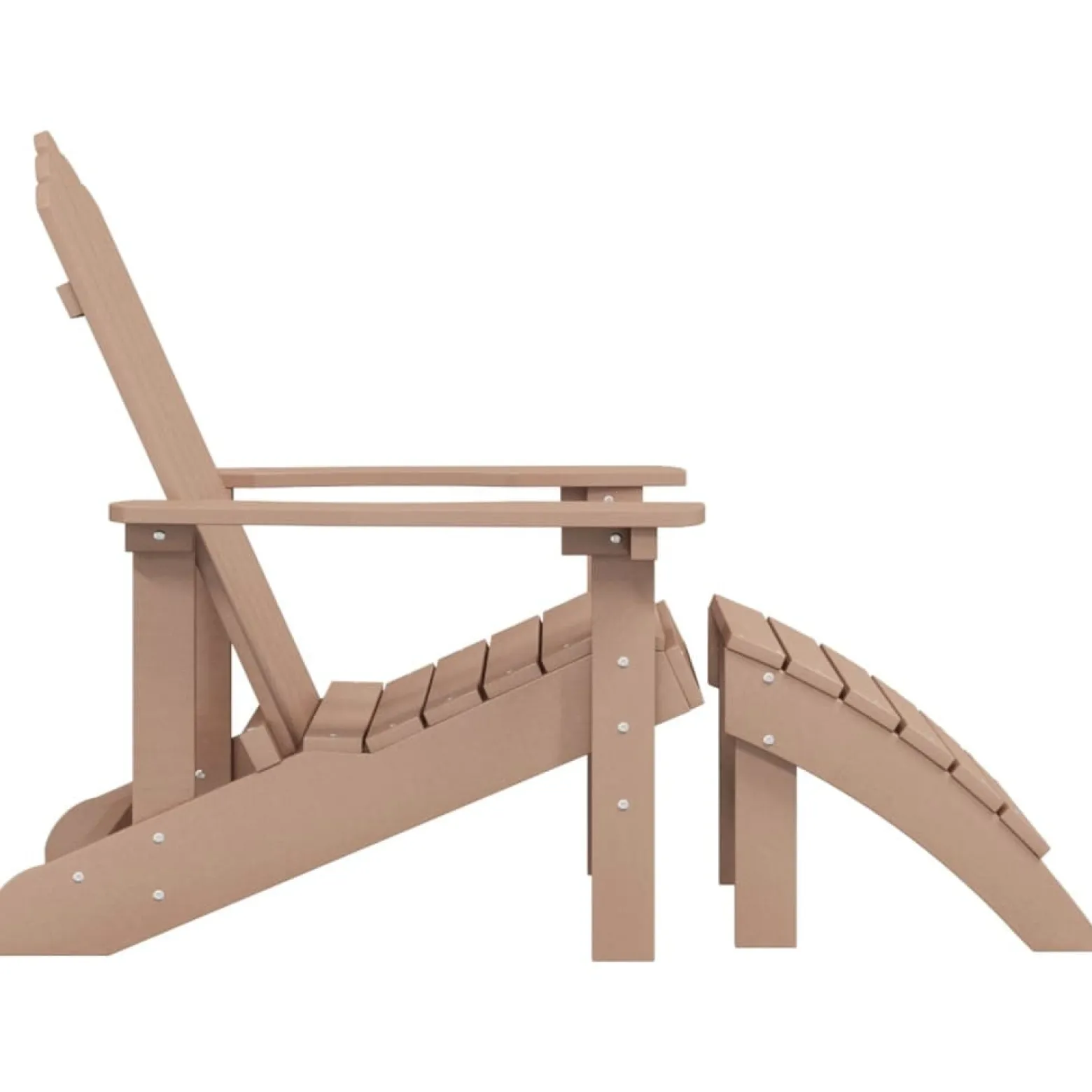 Krzesło Adirondack z podnóżkiem, HDPE, brązowe