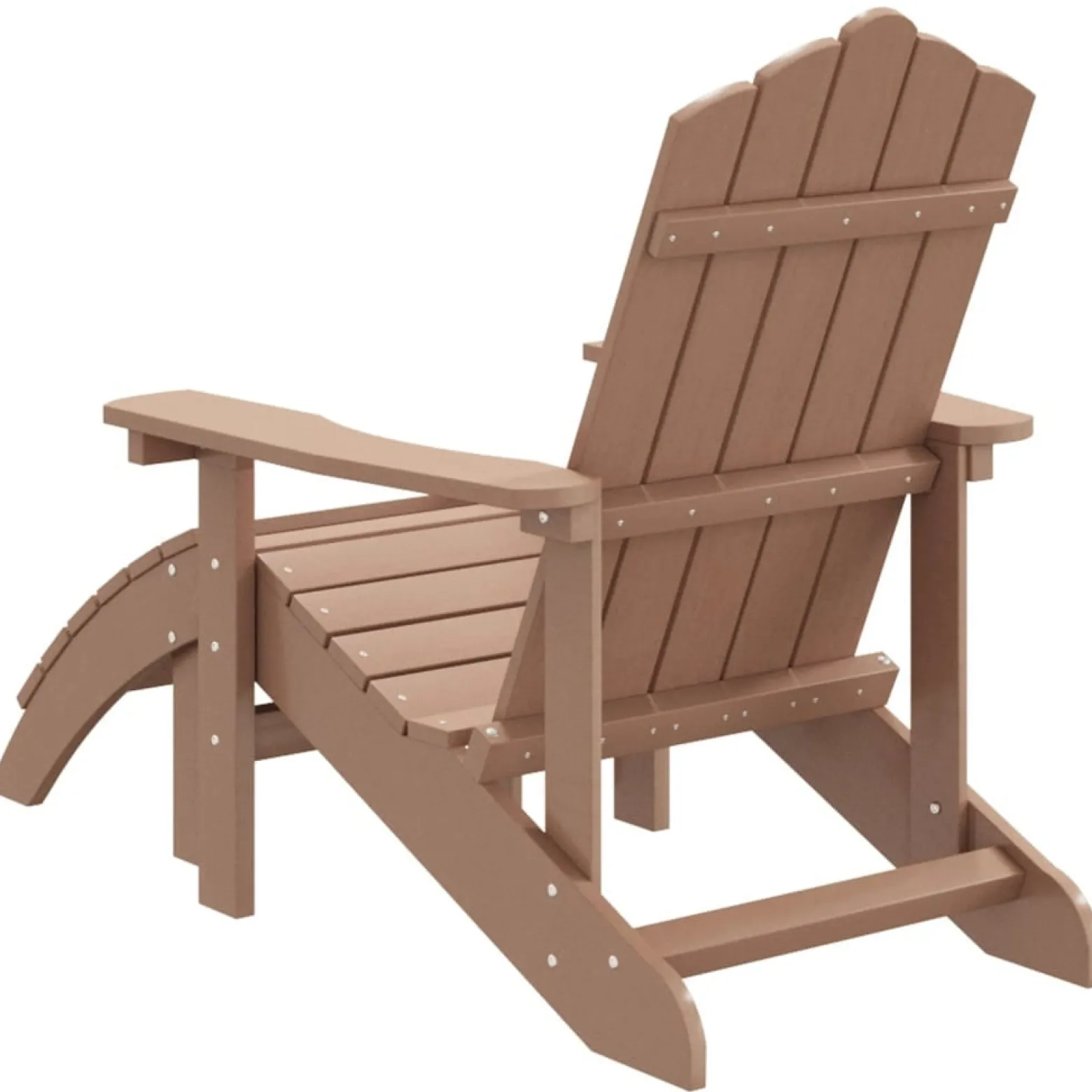 Krzesło Adirondack z podnóżkiem, HDPE, brązowe