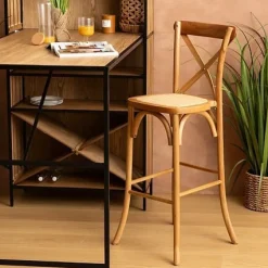 KRZESŁO BAROWE Isak Z DREWNA DĘBOWEGO naturalne ergonomiczne