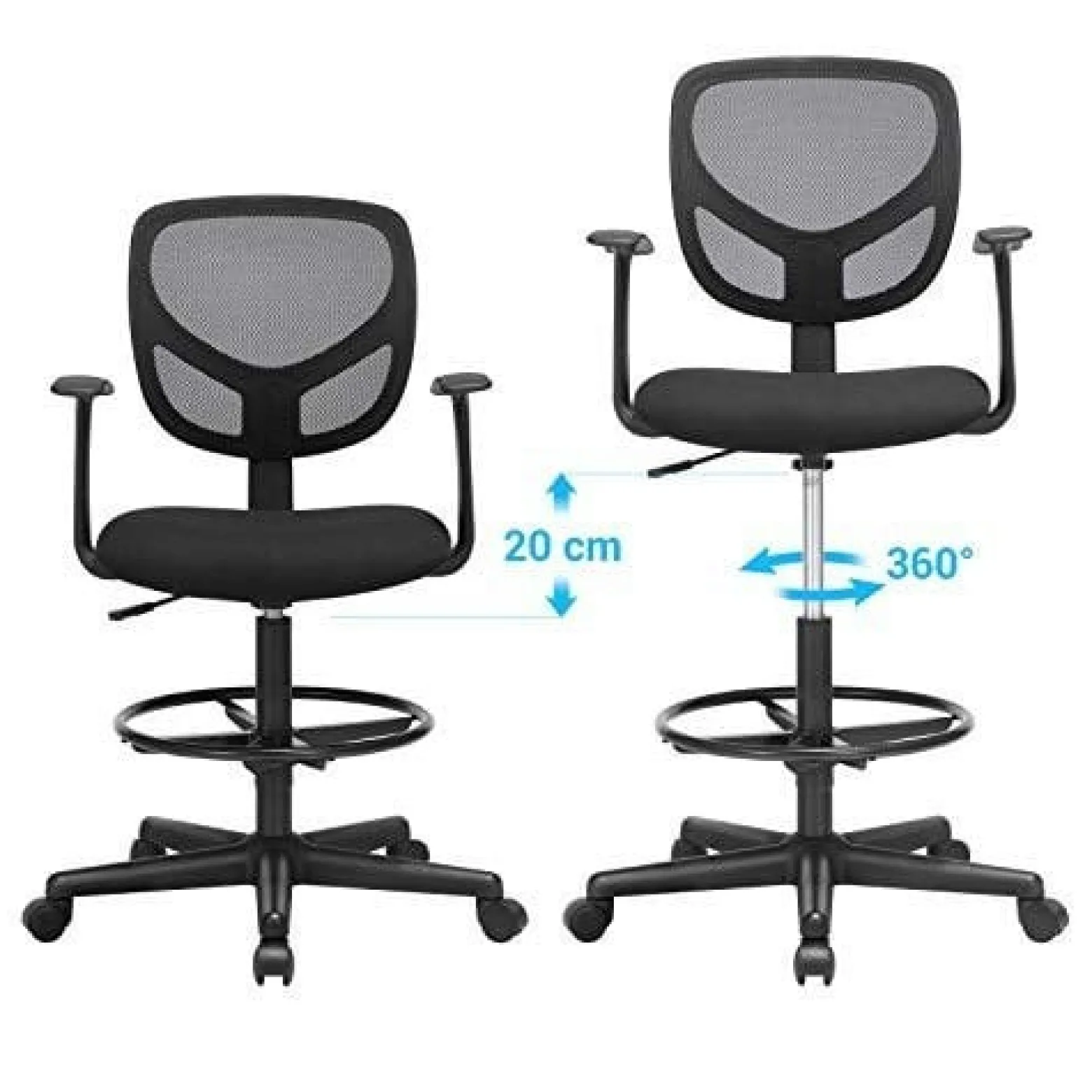 Krzesło Biurowe Ergonomiczny Stołek Roboczy Z Podłokietnikam