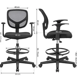 Krzesło Biurowe Ergonomiczny Stołek Roboczy Z Podłokietnikam