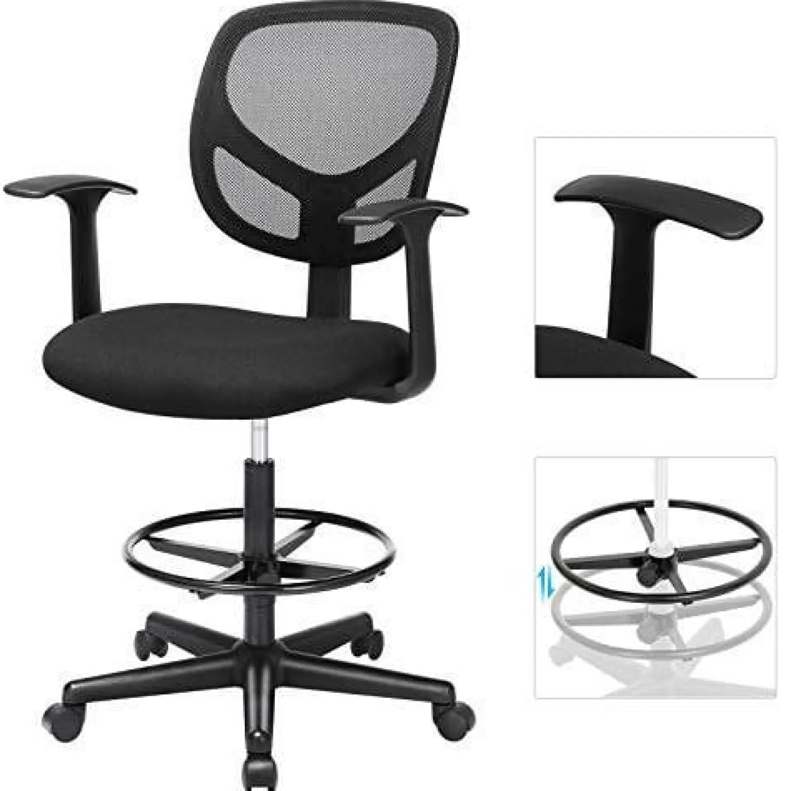 Krzesło Biurowe Ergonomiczny Stołek Roboczy Z Podłokietnikam