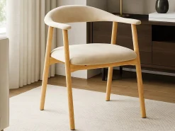 Krzesło dębowe Scandi line z podłokietnikami, tapicerowane, Danny beige 3