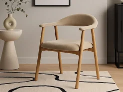 Krzesło dębowe Scandi line z podłokietnikami, tapicerowane, Danny beige 3