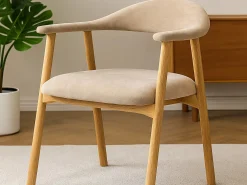 Krzesło dębowe Scandi line z podłokietnikami, tapicerowane, Danny beige 3
