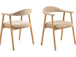 Krzesło dębowe Scandi line z podłokietnikami, tapicerowane, Danny beige 3