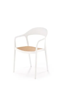 Krzesło K530 białe/beżowe z tworzywa PVC