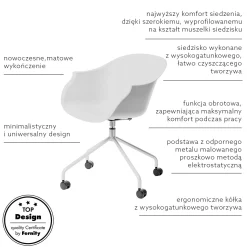 Krzesło na kółkach Roundy białe obrotowe