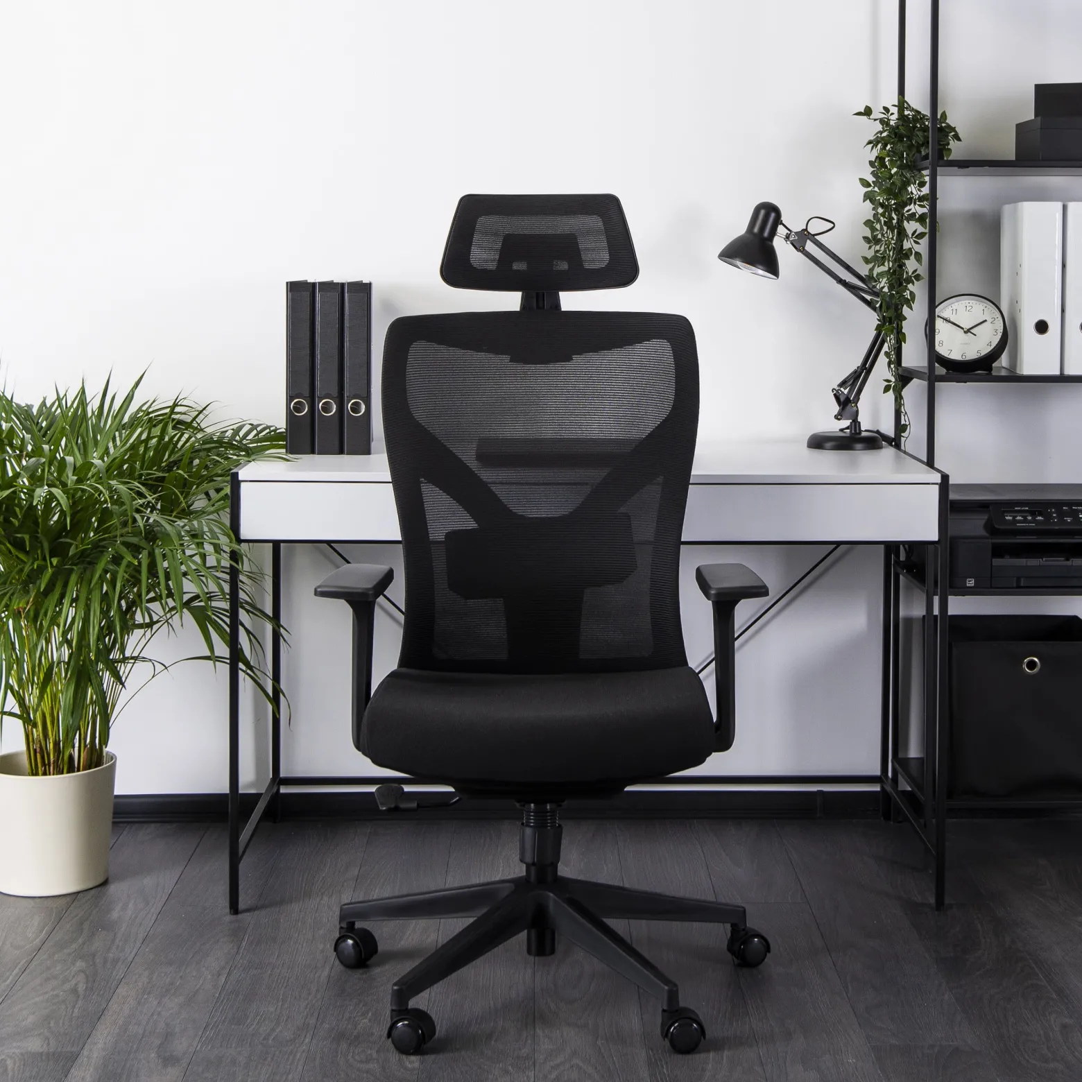Krzesło Obrotowe Biurowe Fotel Ergonomiczny Obrotowy Biały Czarny FLEX