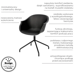 KRZESŁO OBROTOWE Roundy czarne BIUROWE z tworzywa i metalu