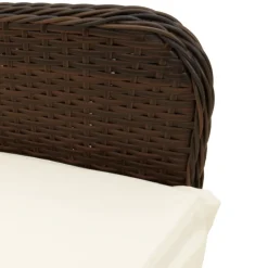 Krzesło Ogrodowe Rozkładane z Poduszką Fotel Ogrodowy Brązowy Rattan
