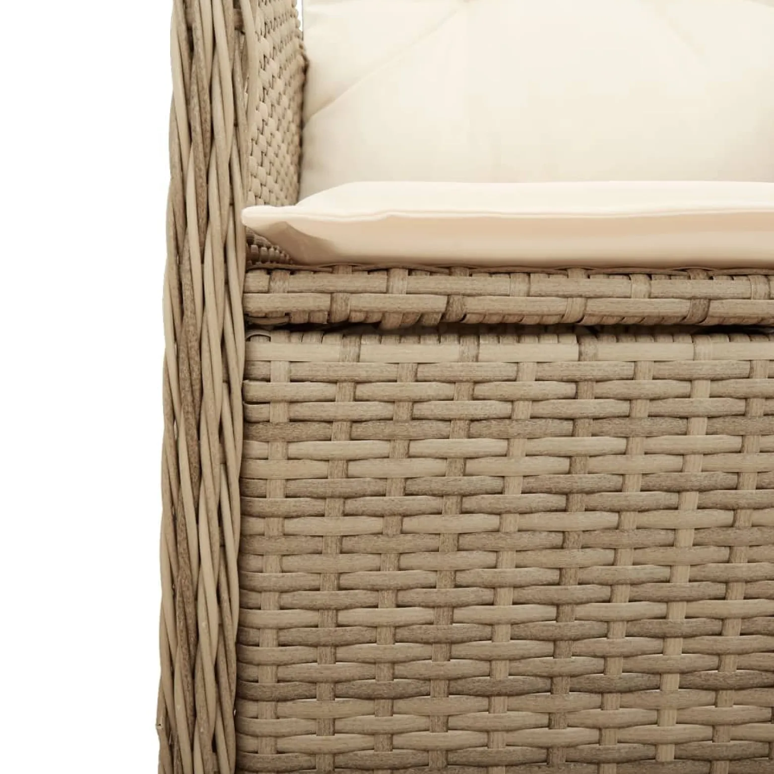 Krzesło Ogrodowe Rozkładane z Poduszką Fotel Ogrodowy Beżowy Rattan