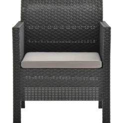Krzesło ogrodowe z poduszką antracytowe 63x65x76 cm PP Rattan